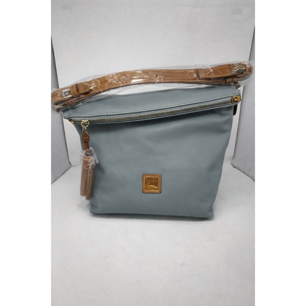 Dooney Bourke Hobo Shoulder Bag Ice Blue Smooth Leather McKenzie Tassels